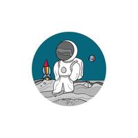 astronaut karakter vector tekening, cartoon doodle ruimte