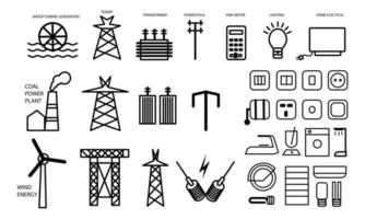energie vector icon pack, eenvoudig symbool van macht elektriciteit