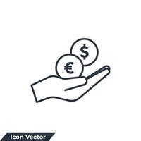 salaris geld, investeren financiën, hand met dollar, pictogram logo vectorillustratie verdienen. bespaar geld symboolsjabloon voor grafische en webdesign collectie vector