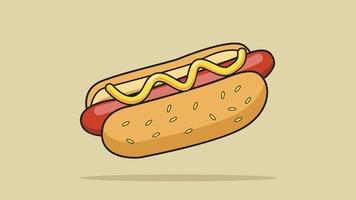 hotdog met mosterdsaus platte vectorillustratie vector