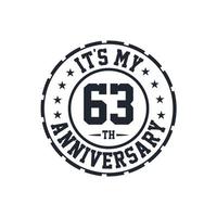 63e huwelijksverjaardag viering het is mijn 63e verjaardag vector