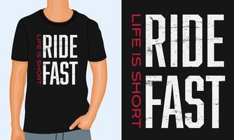 rij snel het leven is kort typografie t-shirt borst print ontwerp klaar om af te drukken vector
