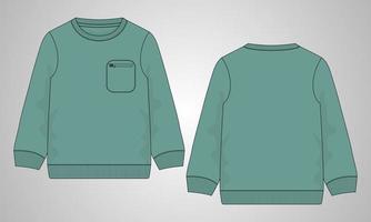 sweatshirt met lange mouwen technische mode platte schets vector illustratie sjabloon