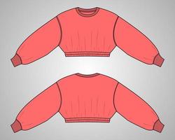 sweatshirt met lange mouwen technische mode platte schets vector illustratie sjabloon voor dames