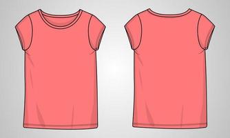 T-shirt met korte mouwen tops technische mode flats vector illustratie sjabloon voor dames