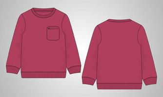 sweatshirt met lange mouwen technische mode platte schets vector illustratie sjabloon