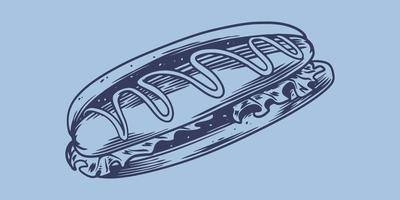 hand tekenen fastfood van grote hotdog. vector