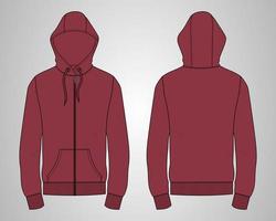 hoodie met lange mouwen technische mode platte schets vector illustratie sjabloon