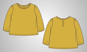 lange mouw t-shirt tops blouse vector illustratie sjabloon voor babymeisjes.