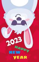 2023 konijntje gelukkig nieuwjaar kaart banner vector
