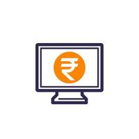 internetbankieren icoon met Indiase roepie vector