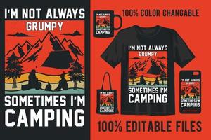 camping retro vintage t-shirt ontwerp vector