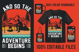 camping retro vintage t-shirt ontwerp vector