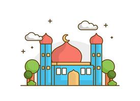 moskee plat ontwerp schets moderne stijl vector