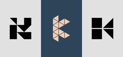 eerste vierkante monogram k logo ontwerpen bundel. vector