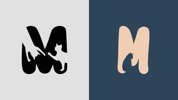 beginletters m kat logo ontwerpen bundel. vector