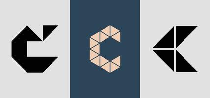 eerste vierkante monogram c logo ontwerpen bundel. vector