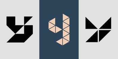 eerste vierkante monogram y logo ontwerpen bundel. vector