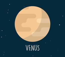 Venus planeet en eenvoudige bol op ruimte achtergrond platte vectorillustratie. vector