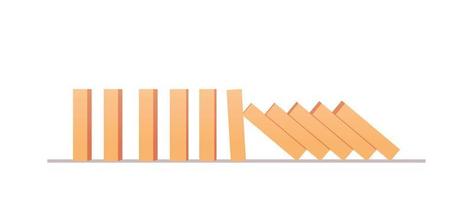houten domino crisis bedrijfsconcept en bedrijfsprincipe die platte vectorillustratie oplossen. vector