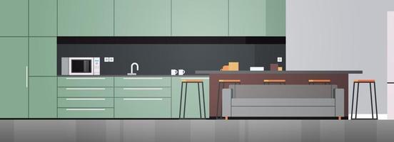 moderne keuken interieur geen mensen en huishoudelijke apparaten concept platte ontwerp illustratie. vector