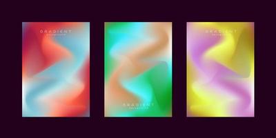 groep abstracte gradiëntachtergrond in drie reeks met kleurrijke gradiëntvormen van pastelkleur, vector, illustratie vector