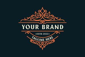 oranje elegante vintage badge label logo ontwerp inspiratie vector