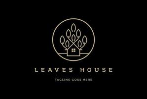 luxe gouden huis boom blad gebladerte logo ontwerp inspiratie vector