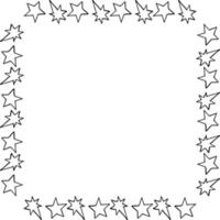 vierkant frame met creatieve zwart-wit doodle sterren op witte achtergrond. vector afbeelding.