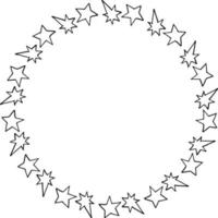 ronde frame met creatieve zwart-wit doodle sterren op witte achtergrond. vector afbeelding.