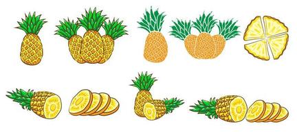 gele ananas instellen vector