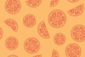 naadloos helder oranje patroon met verse sinaasappelen en mandarijnenplakken. voor menu en cafés, stof, tekenlabels, tshirtafdrukken, restaurants, fruitachtergrond. vector