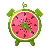 watermeloenklok, spelpictogram voor animatie en ui. wekker icoon vector