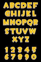 3D-oranje alfabet en cijfers voor ui-spellen, tekst. vector