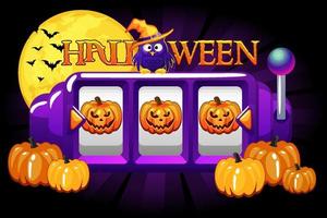 halloween-gokautomaat, pompoen-jackpot, geluksbonus voor ui-spel. vector