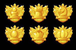 game rank schaakprijzen, gouden iconen schaakstrategie bordspel. vector symbool