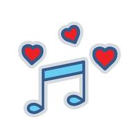 toonpictogram met hart. icoon met betrekking tot romantische muziek. gekleurde pictogramstijl. geschikt voor stickers. eenvoudig ontwerp bewerkbaar vector