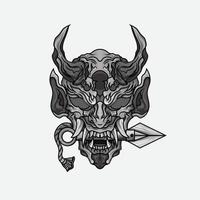 shinigami masker illustratie tatoeages zwart-wit traditioneel japans oni masker tattoo tshirt lifestyle vector