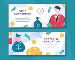 anti corruptie horizontale banner sjabloon platte cartoon achtergrond vectorillustratie vector