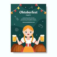 oktoberfest bierfestival poster sjabloon cartoon achtergrond vectorillustratie vector