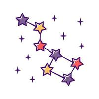 sterrenbeeld kleur pictogram. groep sterren. grote dipper. de Grote Beer. sterrenhemel. sterren met elkaar verbonden door lijnen. astronomische waarnemingen. studie van de sterrenhemel. geïsoleerde vectorillustratie vector