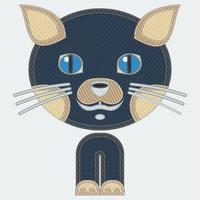 bewerkbare jeans denim stijl kat karakter vectorillustratie als extra element van web of gedrukt product over dier huisdier liefdevolle zorg of mode kleding gerelateerd project