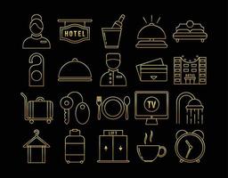 set van gouden hotelpictogrammen vector