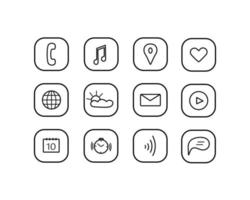 een set doodle iconen voor de functie van een gadget, telefoon of smartwatch vector