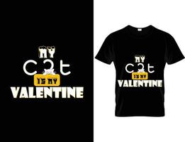 Valentijnsdag t-shirtontwerp, gewoon een meisje dat van katten houdt, kattentypografie t-shirtontwerp. vector