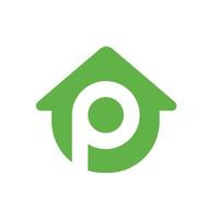 huis gecombineerd met letter p-logo. vector illustratie ontwerp