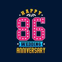 gelukkige 86e huwelijksverjaardag viering vector