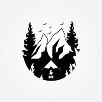 avontuur logo camping ontwerp lijntekeningen pictogram illustratie vector