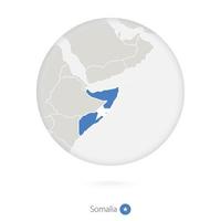 kaart van somalië en nationale vlag in een cirkel. vector