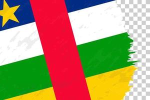 horizontale abstracte grunge geborsteld vlag van Centraal-Afrikaanse Republiek op transparant raster. vector